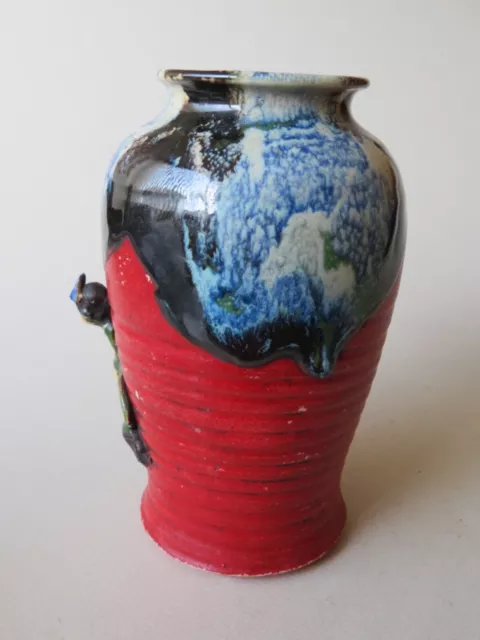 Old Japanese Sumida Gawa Vase With Geisha Figure And A Flambe Glaze 2