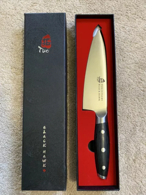 TUO Chef Knife - 8 inch Kitchen Chefs Knives Professional Cooking Knife -  German HC Steel - Full Tang Pakkawood Handle - BLACK HAWK SERIES with Gift  Box 
