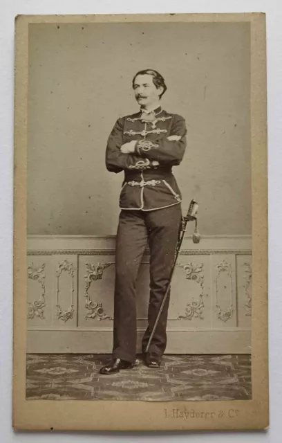 k.u.k Foto CDV CAB Husar Offizier  um 1865 old albumin kuk photo cavalry officer