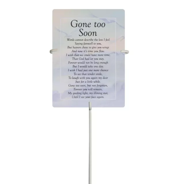 Gone too Soon Waterproof Graveside Memorial Card and Weatherproof 30cm Holder