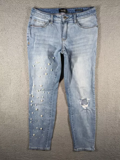 Nanette Lepore Caitlyn Girlfriend Distressed Pearl Jeans Women's Size 8