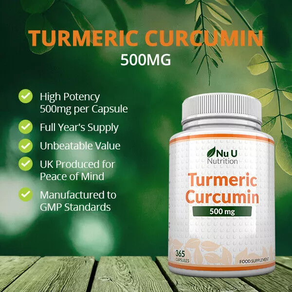 Kurkuma Curcumin 365 Kapseln hohe Stärke 500 mg entzündungshemmende Schmerzlinderung 2