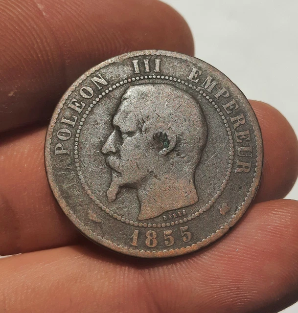 10 centimes Napoléon III, tête nue 1855 K Bordeaux Chien !