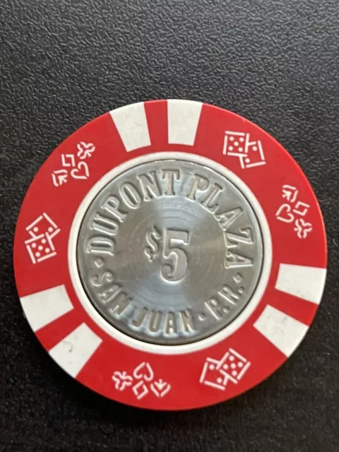 $5 Dupont Plaza San Juan Puerto Rico Casino Chip White Markings **Rarer**