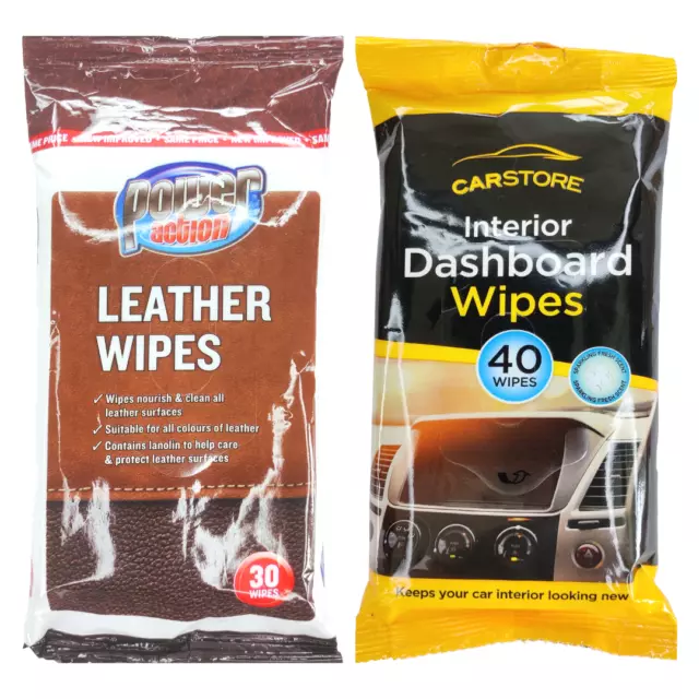 70pcs Dash & Leather Wipes Car Interior Dashboard Seats Streak Free 2 Pack