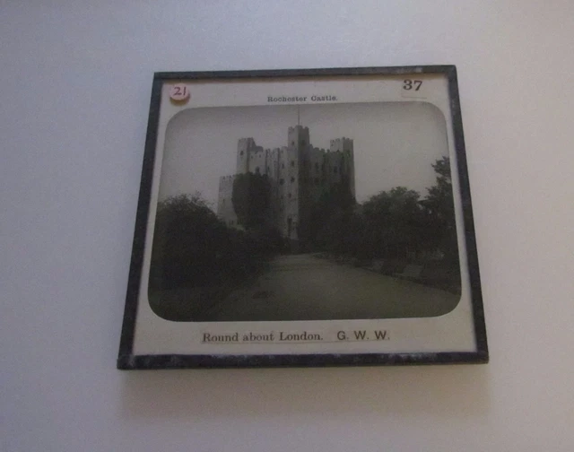 GWW Glass Magic Lantern Slide ROCHESTER CASTLE C1890 PHOTO ENGLAND 2