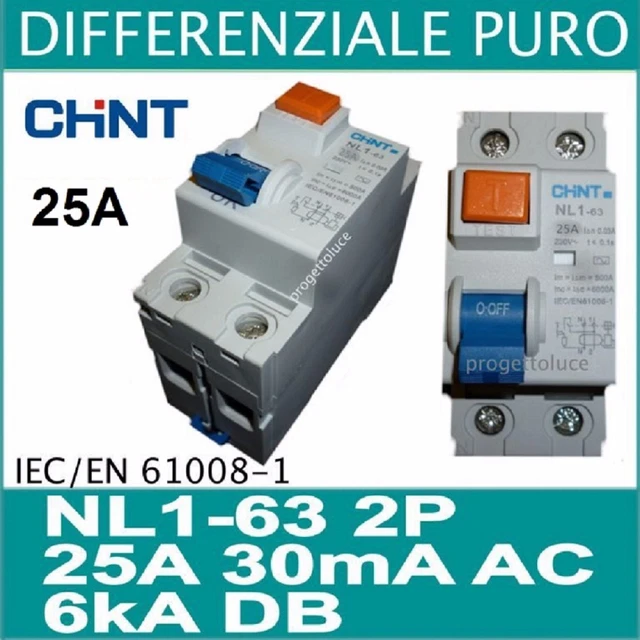 Interruttore Differenziale CHINT NL1-63/25-2P-AC30-DIFF - 25A, 30mA, 2 Poli - Foto 7