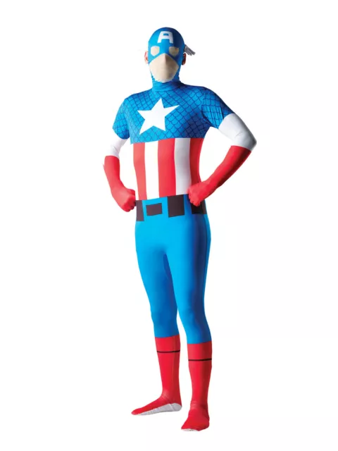 Marvel Captain America Superhero 2Nd Skin Suit Mens Dress Up Costume Size L