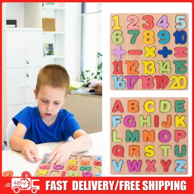 Kids Alphabet Digital Puzzle Wooden Toys Number Letter Jigsaw Educational Toy