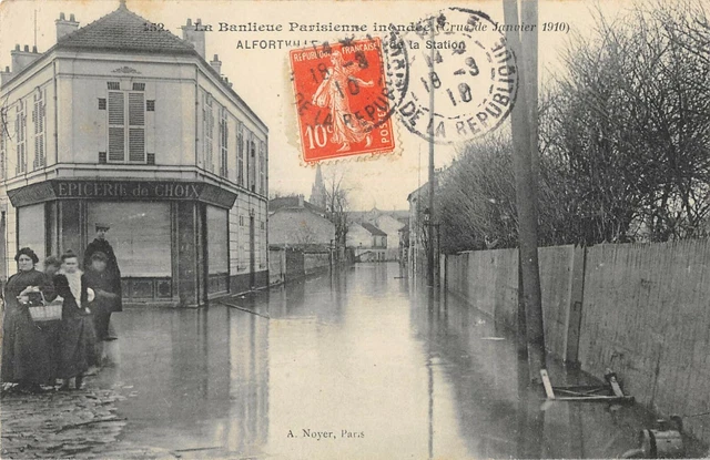 Cpa 94 Alfortville La Sublieue Flooded La Rue De La Station