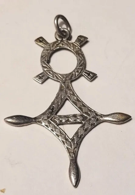 Grande Broche Vintage Croix D'Agadès Argent 925 - Poinçons Orfèvre (75x45mm) - France