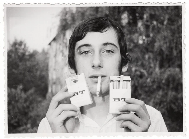 Fun young man handsome guy smoking cigarette strange weird snapshot gay int 3259