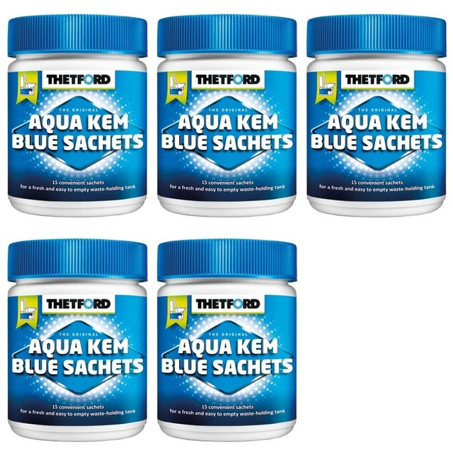 5 x Aqua Kem Blue Sachets 15 Stück  Toilette Camping Wohnmobil