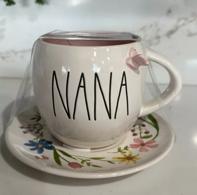 Rae Dunn Nana Cup & Saucer - 3D Butterfly