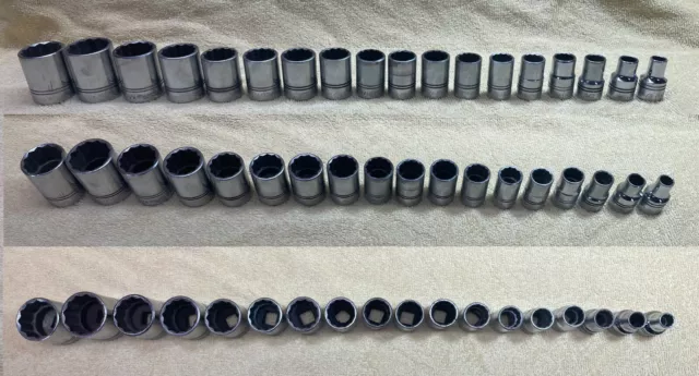 JH Williams 1/2” drive standard depth 12 point socket set tool 18 piece USA