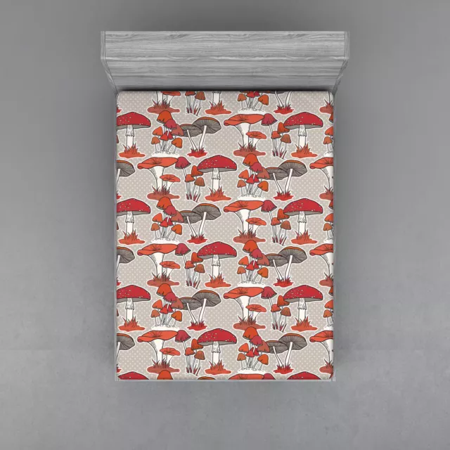 Woodland Mushroom Fitted Sheet Cover with All-Round Elastic Pocket in 4 Sizes