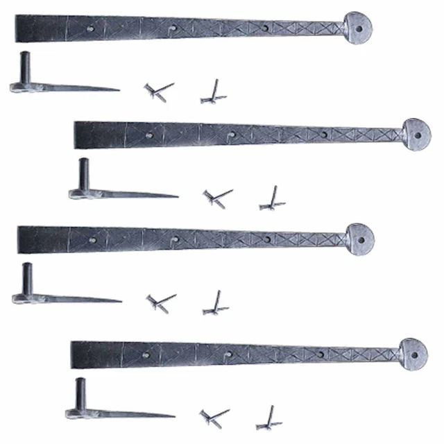Bean Diamond Etch Pintle Door Strap Hinge Iron 14" Pack of 4