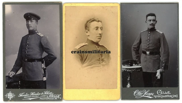 3x Orig. Foto CDV Portrait Soldaten I.R.77 in CELLE Niedersachsen