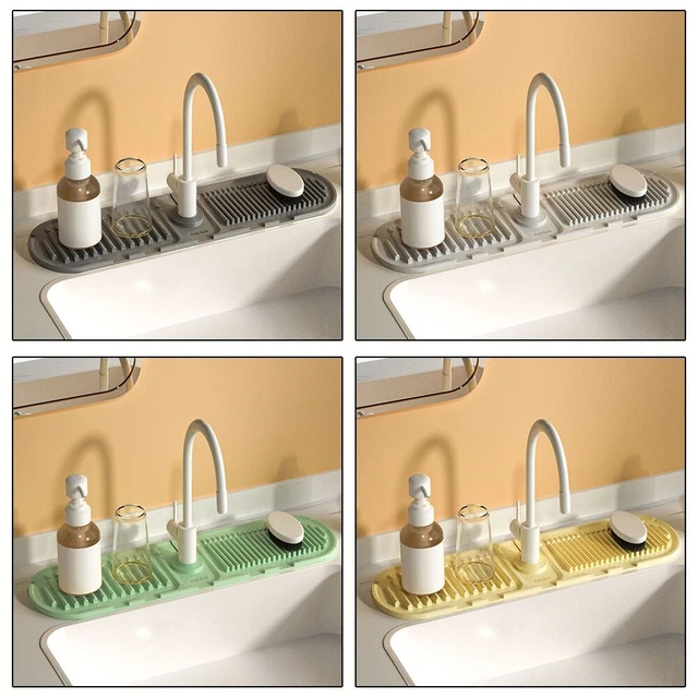 Tapis De Robinet Silicone 61cm X 14.5cm Nodcows - Pare-Éclaboussures Évier Cuisine Salle De Bain Gris