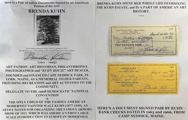Art Historian Philanthrop Photographer Kuhn Cape Neddick Park Me Document Signed