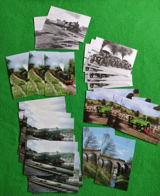 Collection of 33 Locomotive Steam Train Railway Postcards Job Lot Bundle