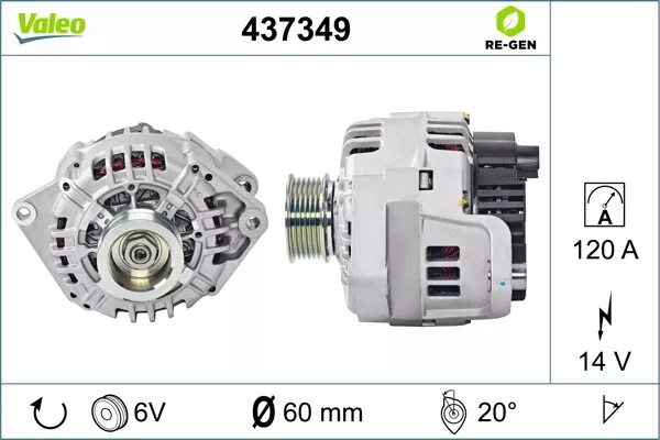 VALEO Lichtmaschine 120 A mit integriertem Regler (437349) für PEUGEOT Boxer