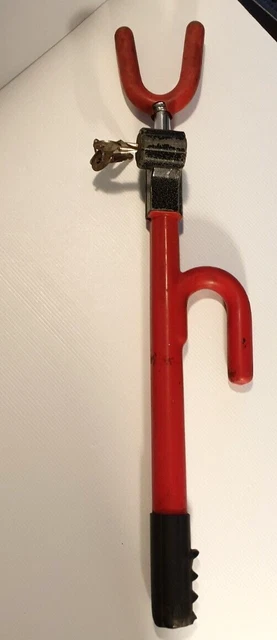 ROLA Genuine Car Steering Wheel Lock Vintage Red & Black with Keys Tested Works