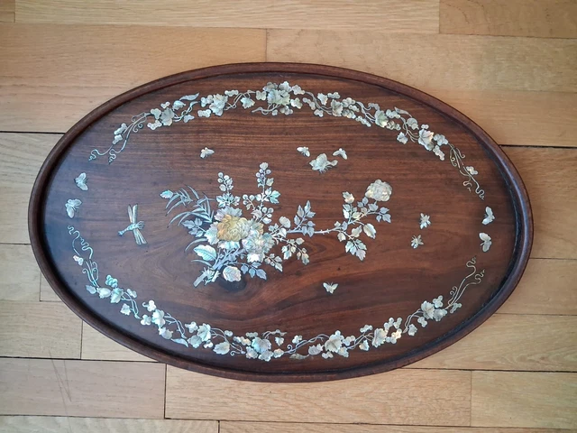 Petite Table Asiatique Ronde en bois laqué Noir