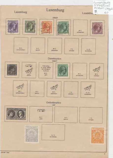 Luxembourg Stamps on Album Page Ref: R6866