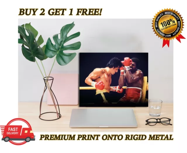 Rocky Balboa vs Apollo Creed Boxen Premium METALL Poster Kunstdruck Plakette Geschenk