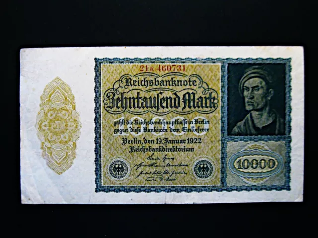 Reichsbanknote  10.000 Mark  1922  gute Erhaltung, leicht gebraucht !!
