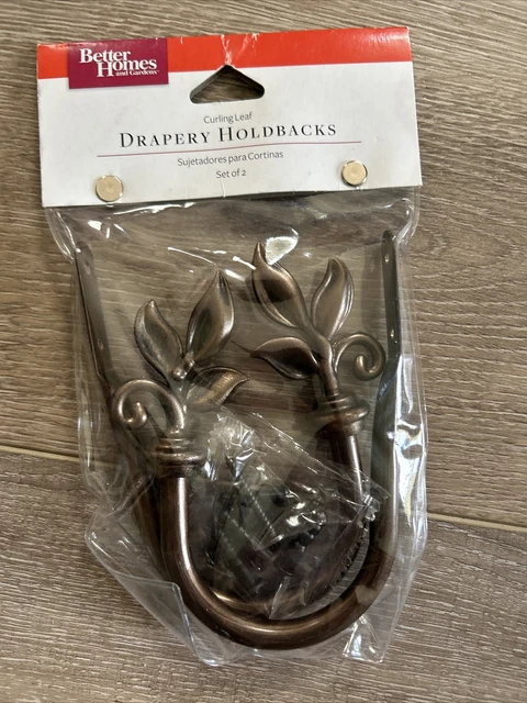 Curling Leaf Drapery Holdbacks Oil-Rubbed Bronze Finish Set Of 2