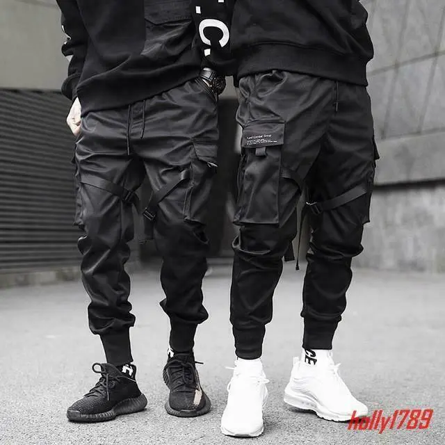 Mens Hip Hop Pocket Cargo Harem Pants Punk Rock Casual Street Jogger Trouser New