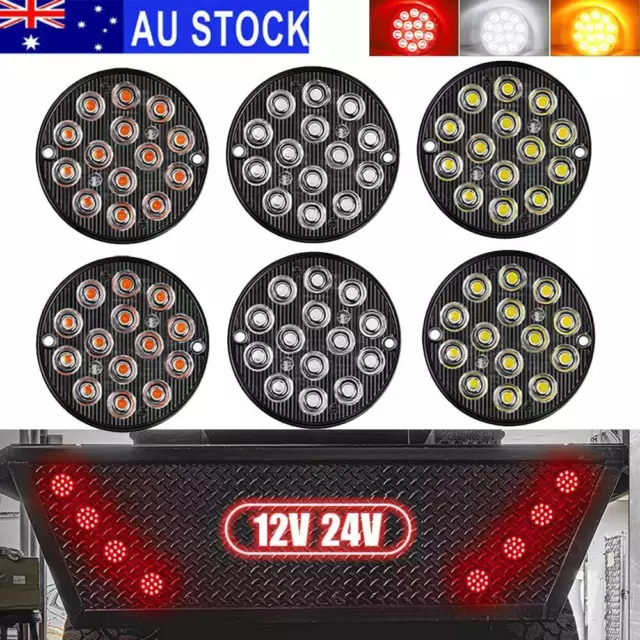 3" Round LED Truck Trailer Tail Lights Blinkers Reverse Stop Brake Lamps 12V 24V