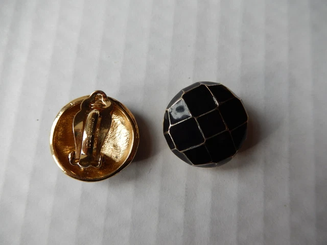 Boucles D'oreilles Clips Vintage Signées Nina Ricci - Doré Avec Noeud Et Fausse Perle - Occasion Très Bon état