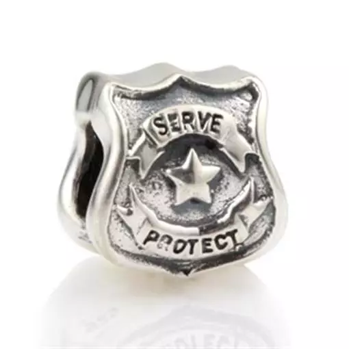 NEW 925 Sterling Silver European Bracelet Charm Bead Police Badge Serve Protect