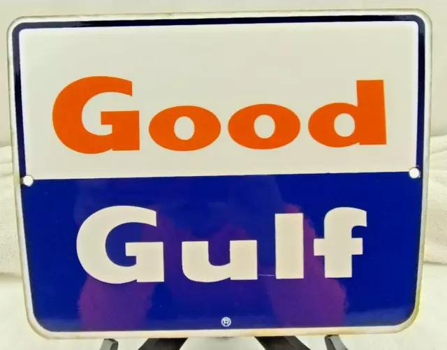 Good Gulf Porcelain Pump Plate 11 x 8 1/2" Original