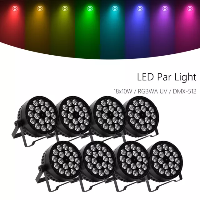 8PCS 180W RGBWA UV LED Par 64 Light DMX Stage Lighting DJ Par Can Light Washer