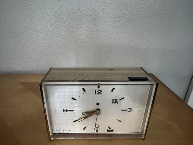 Stunning Art Deco Vedette France  Alarm Clock Brass, Heavy. RARE!!