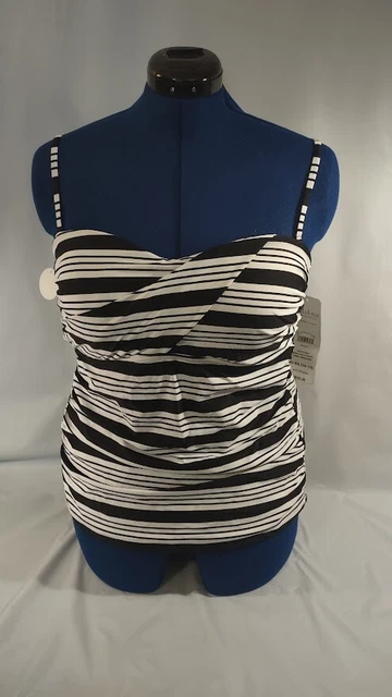 Catalina Size XL (16/18) Black & White Striped One Piece Swim Suit