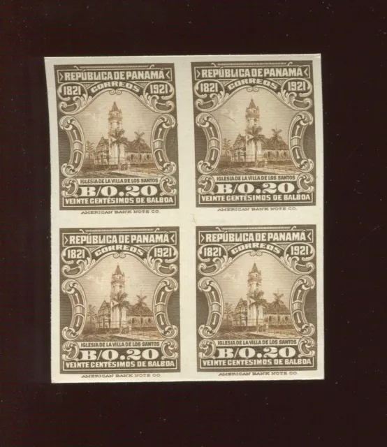 Panama 229 Centenary of Independence Plate Proof India on Card Block of 4 Stamps