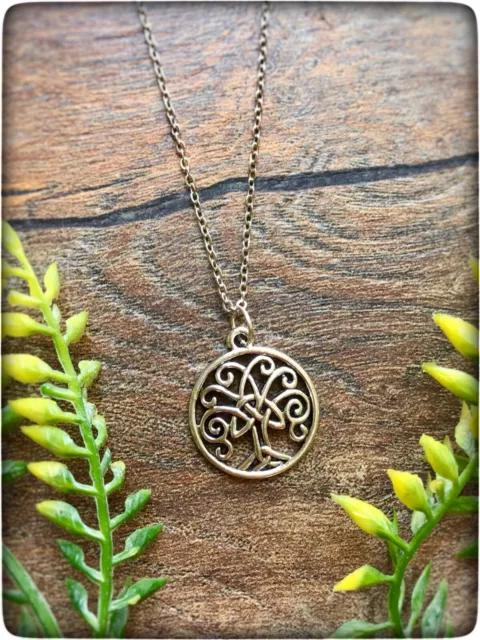 NEW silver colour Celtic swirl spiral Tree of Life Mother Earth boho necklace