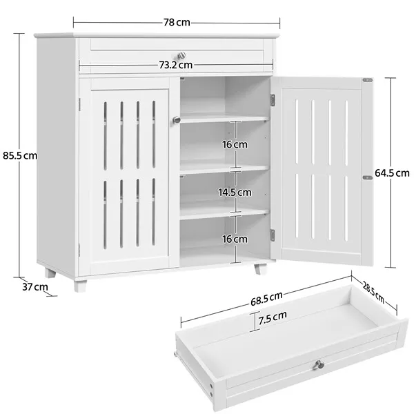 Shoe Storage Cabinet with Drawer & Doors 4-Tier Shoe Rack for Entryway White 3