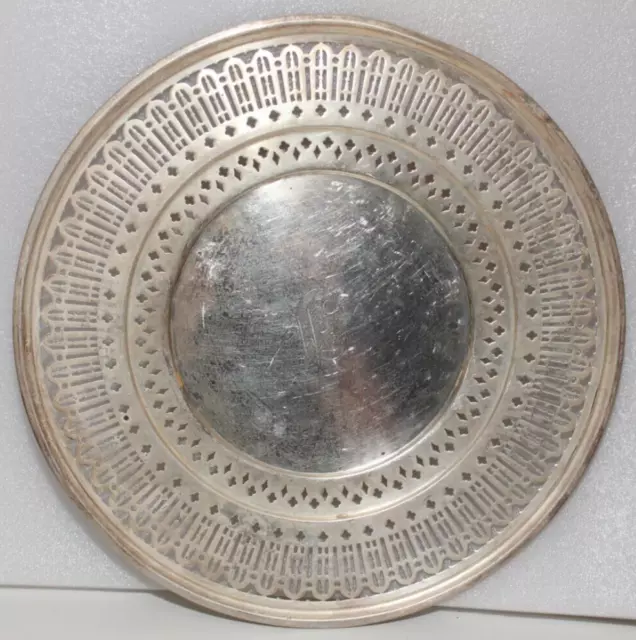 WILLIAM B. DURGIN CO. STERLING SILVER 10.5" PIERCED PLATE MONOGRAMMED 268g