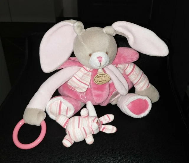 Doudou et Compagnie Lapin D'Activités Rose Celestine Peluche Mon Doudou A Moi
