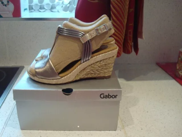 GABOR RICH LEATHER Twist Front Sandals Tan UK 4.5 EU 37.5