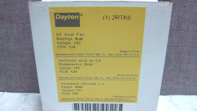 Ventilador Axial De Ca Dayton 2Rtk6 Nuevo 2Rtk6