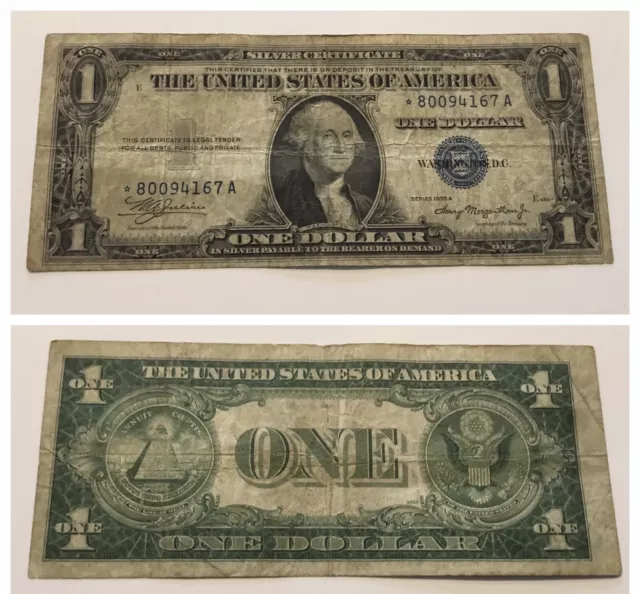 Vintage Star 1935-A $1 Silver Certificate One Dollar Bill Blue Seal Washington