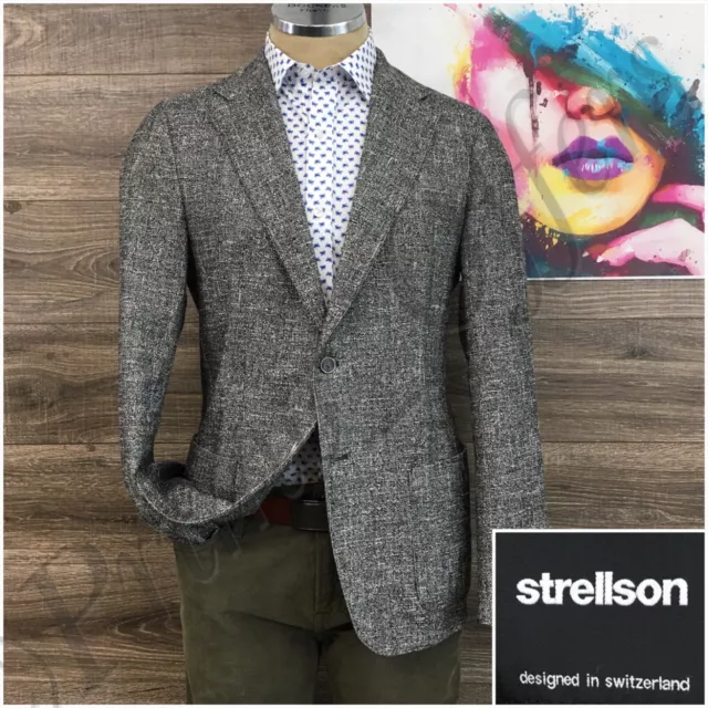 Strellson Mens Blazer Sport Coat Two Button Casual Jacket Size 40R Cotton Suit