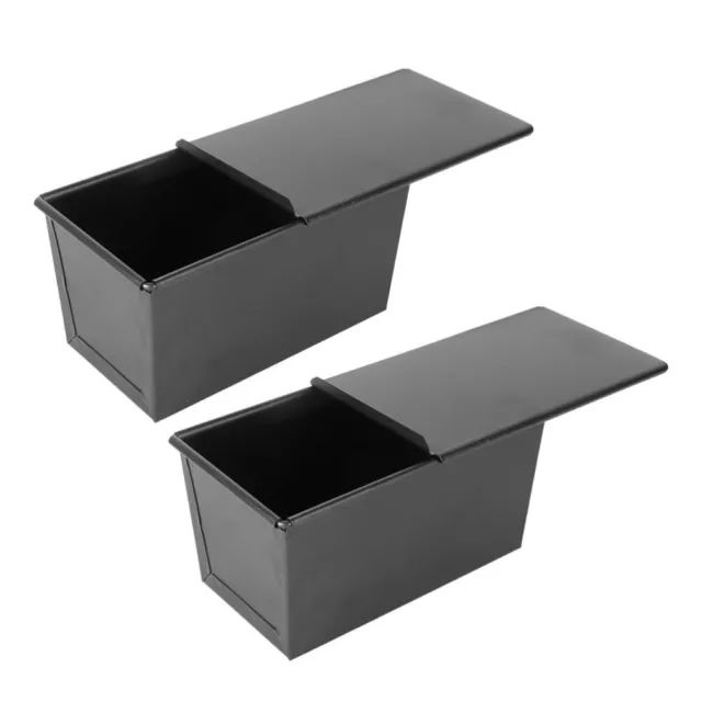 Cake Bread Pans with Cover Non-Stick Toast Boxes for Baking - Black-FI